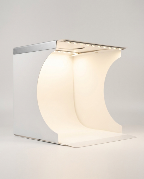 Fripon Studio - mini studio photo LED, vue de trois quarts